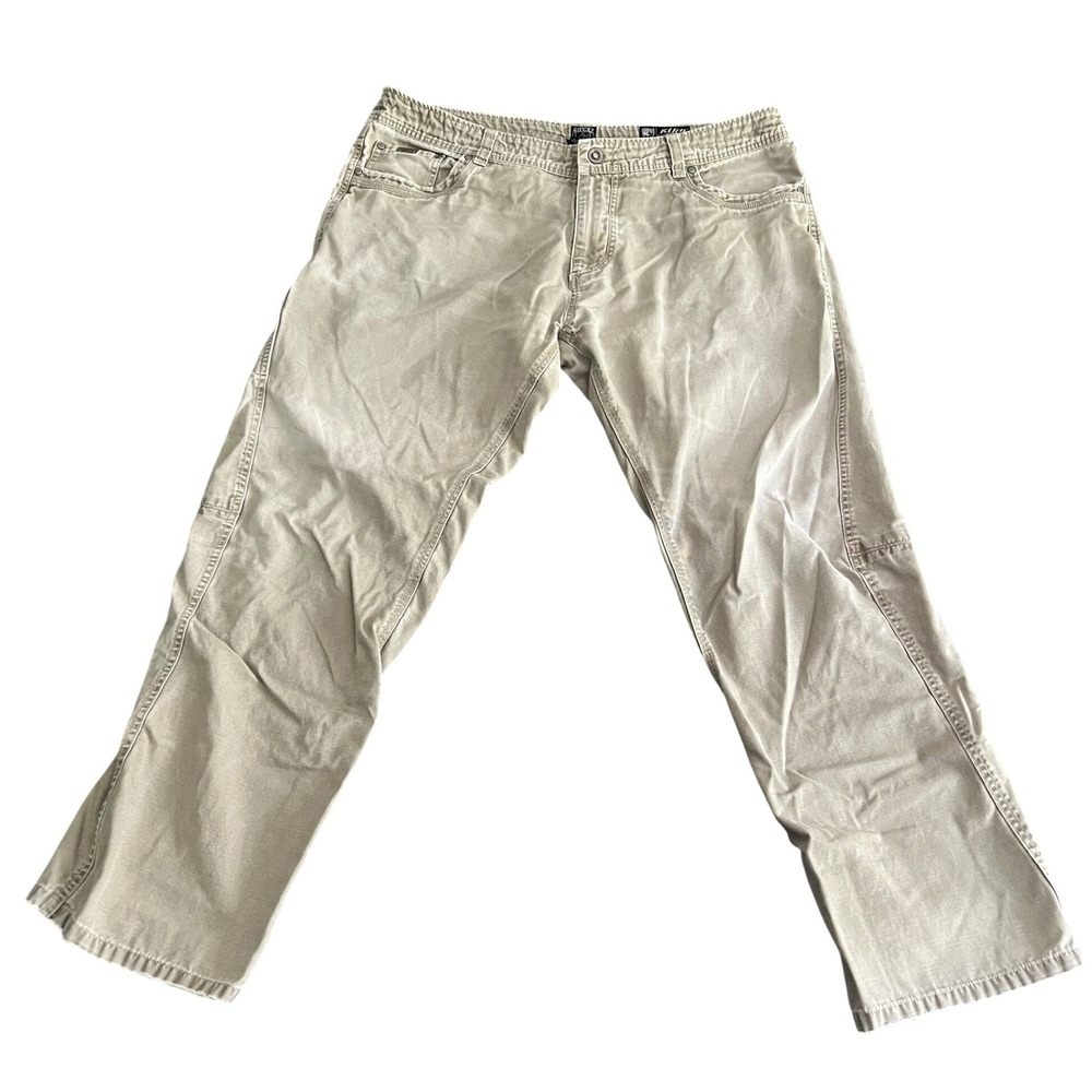 Kuhl Outkast Mens 40x32 Vintage Patina Khaki Tan Canvas Work Pants Gusseted READ